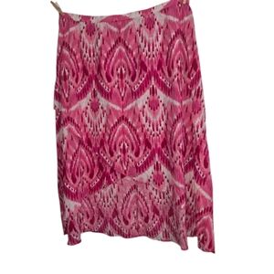 Womens Liz Claiborne Boho Pink White Tie Dye 2XL Faux Wrap Cotton Skirt